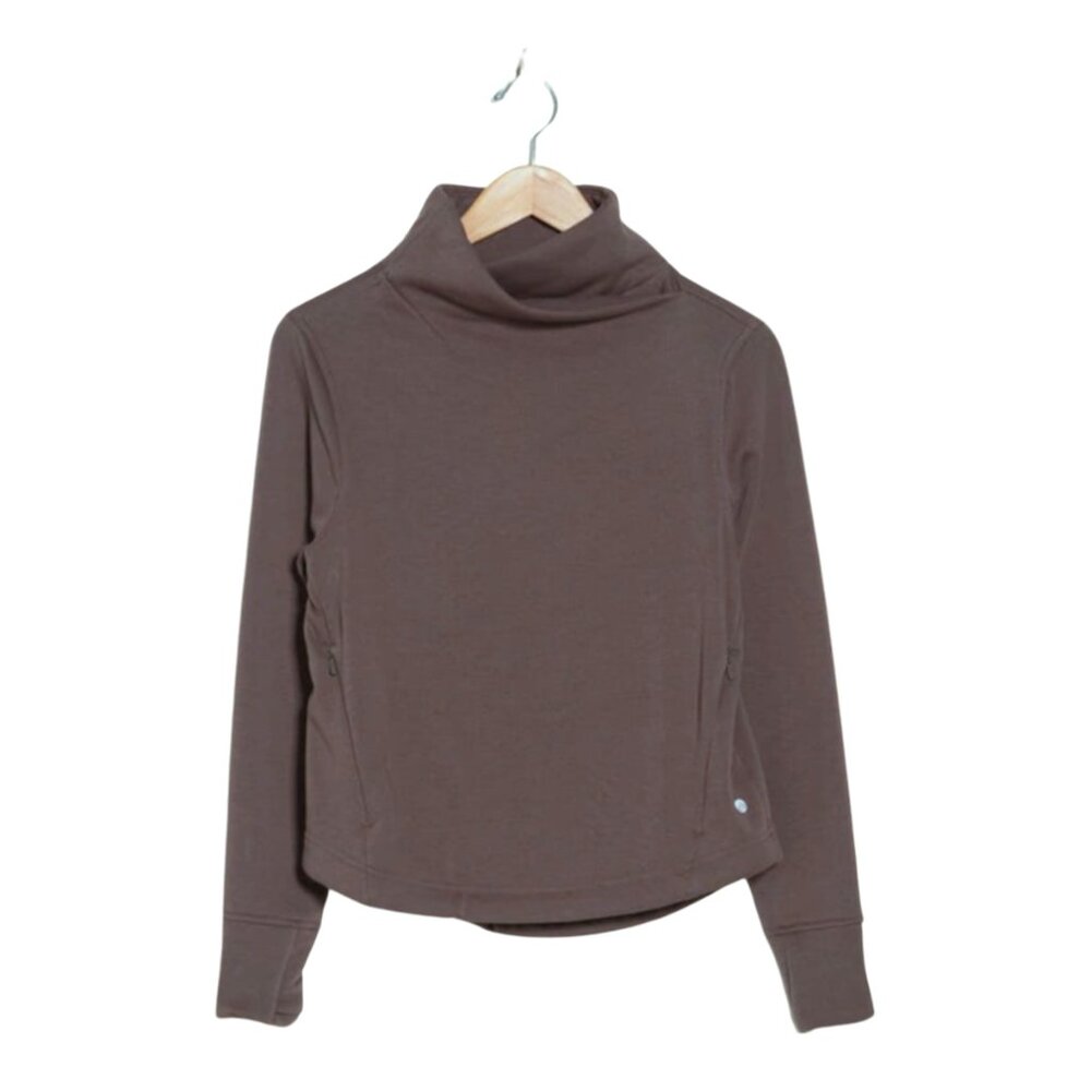 Apana Crossover Mock Neck Pullover – Mink Brown, Size M $32, NWOT